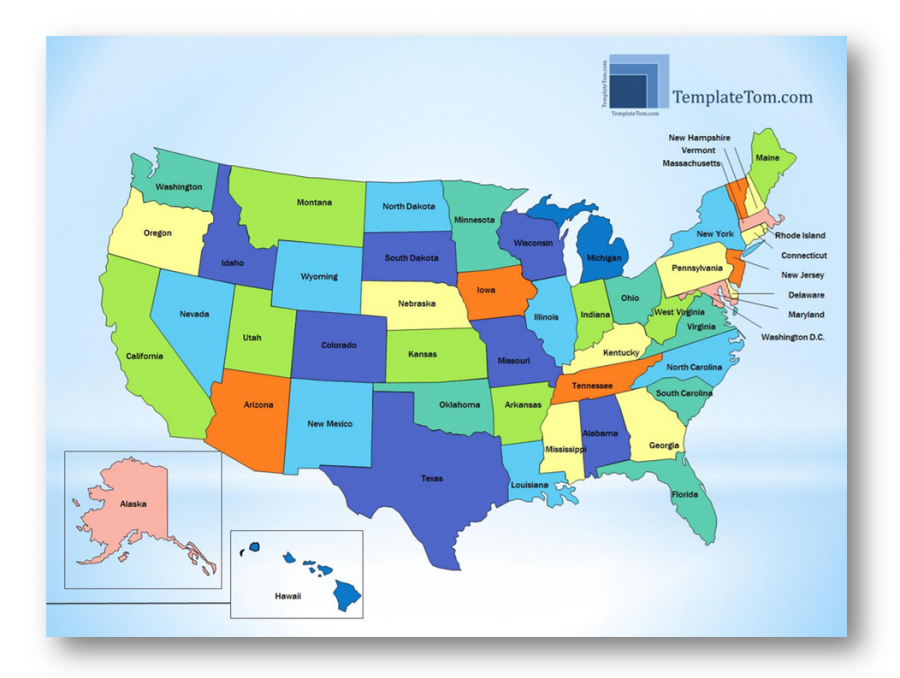 Maps – USA States Map for presentations – TemplateTom.com